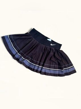 Nike Black Pleated Skater Skirt with Blue Stripe Detail